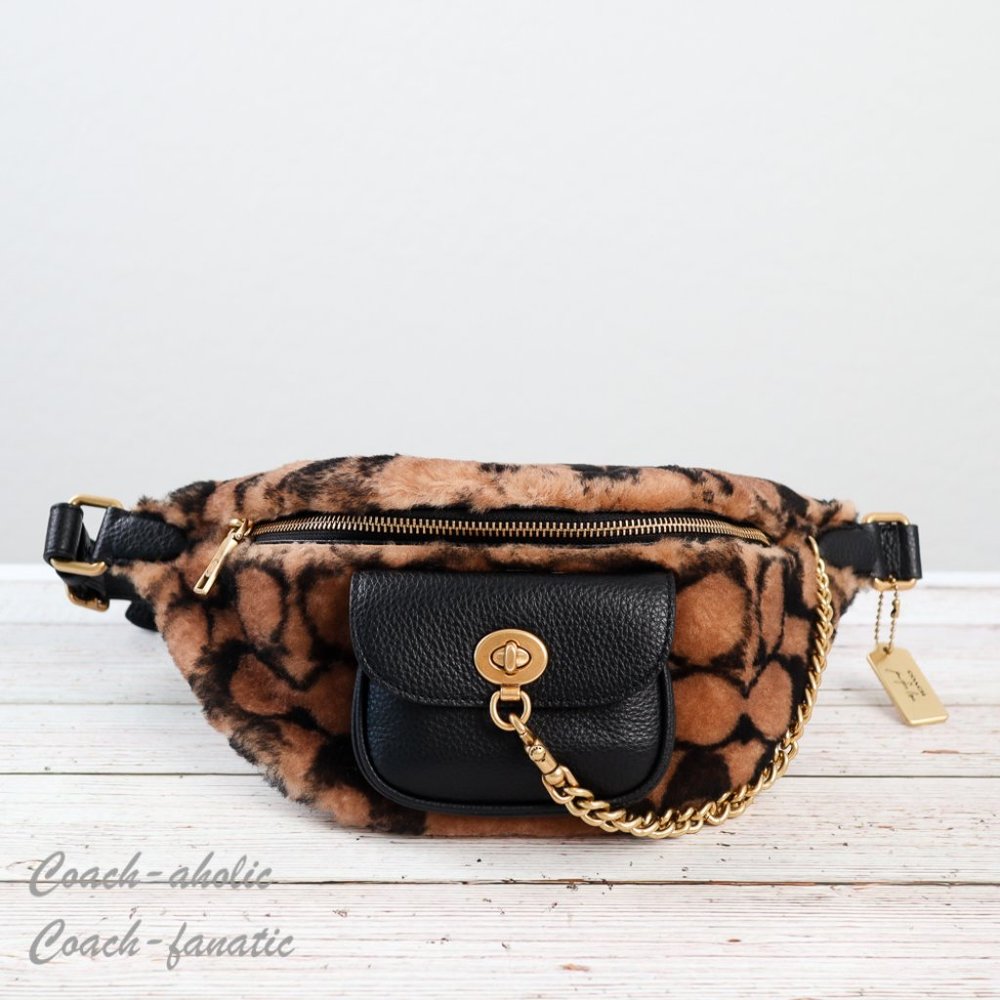 NWT Coach X Jennifer Lopez Chain Belt Bag In Signature Shearling *RARE*